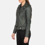 Alison Green Leather Biker Jacket - Image 2