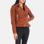 Alison Brown Suede Biker Jacket - Image 5