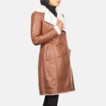 Amie Brown Double Breasted Shearling Coat - Image 3