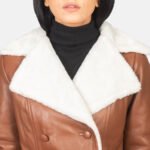 Amie Brown Double Breasted Shearling Coat - Image 6