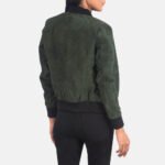 Bliss Green Suede Bomber Jacket - Image 5