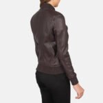 Bliss Maroon Leather Bomber Jacket - Image 5