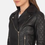 Carolyn Quilted Black Biker Jacket - Image 6