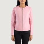 Elixir Pink Collarless Leather Jacket - Image 4