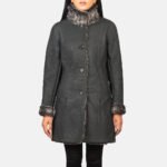 Erica Shearling Black Leather Coat - Image 4