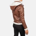 Fiona Brown Hooded Shearling Leather Jacket - Image 5
