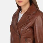 Flashback Brown Leather Biker Jacket - Image 6