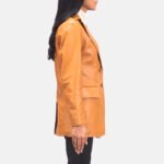 Marilyn Tan Brown Leather Blazer - Image 5