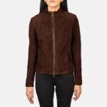 Rumella Mocha Suede Biker Jacket - Image 4