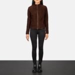Rumella Mocha Suede Biker Jacket - Image 3