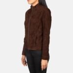Rumella Mocha Suede Biker Jacket - Image 2