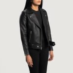 Rumy Black Leather Biker Jacket - Image 2