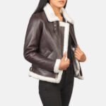 Sherilyn B-3 Maroon Leather Bomber Jacket - Image 6