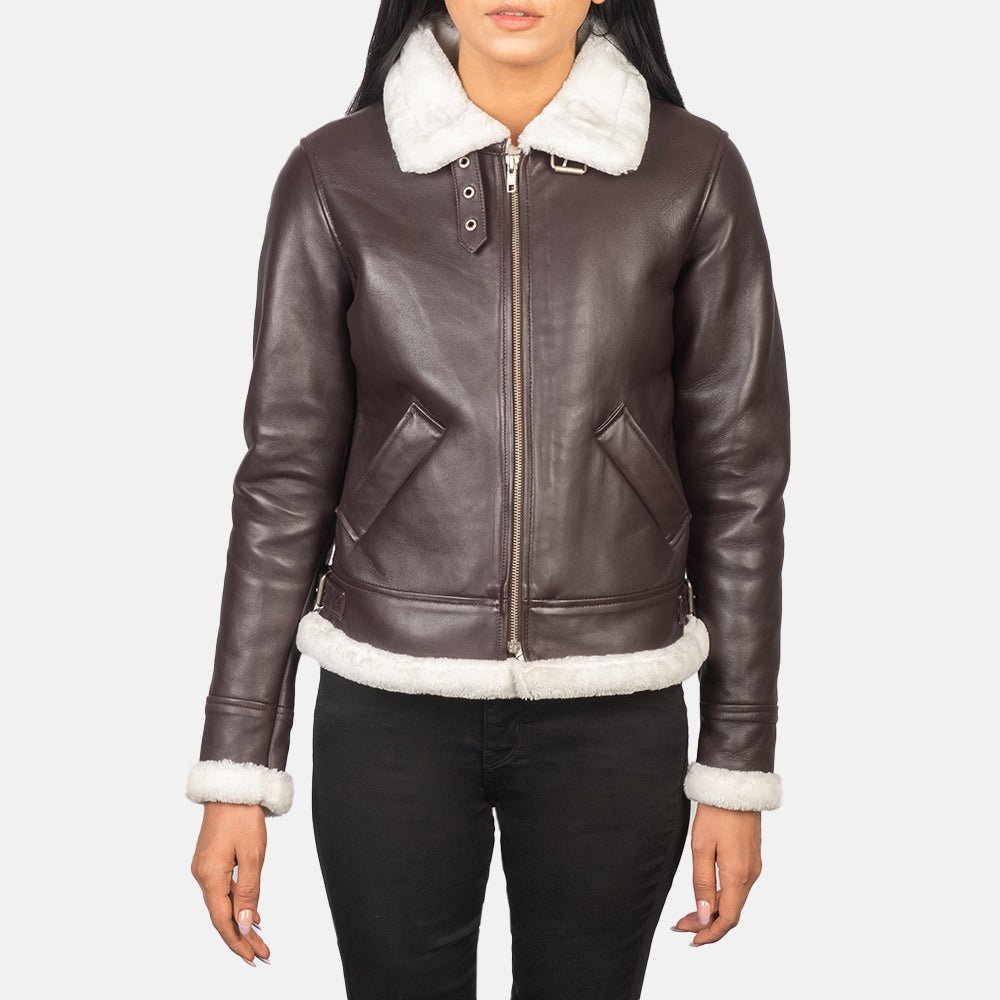 Sherilyn B-3 Maroon Leather Bomber Jacket - Image 4