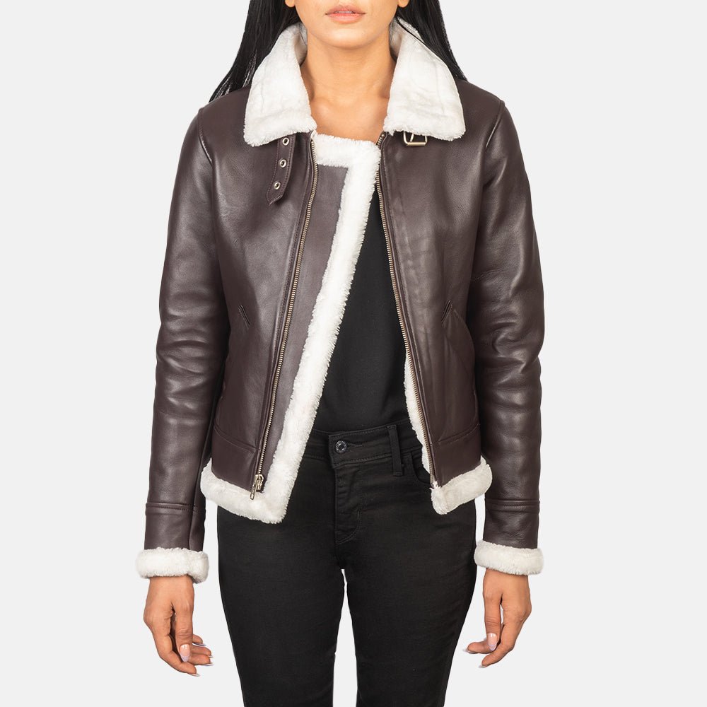 Sherilyn B-3 Maroon Leather Bomber Jacket - Image 1