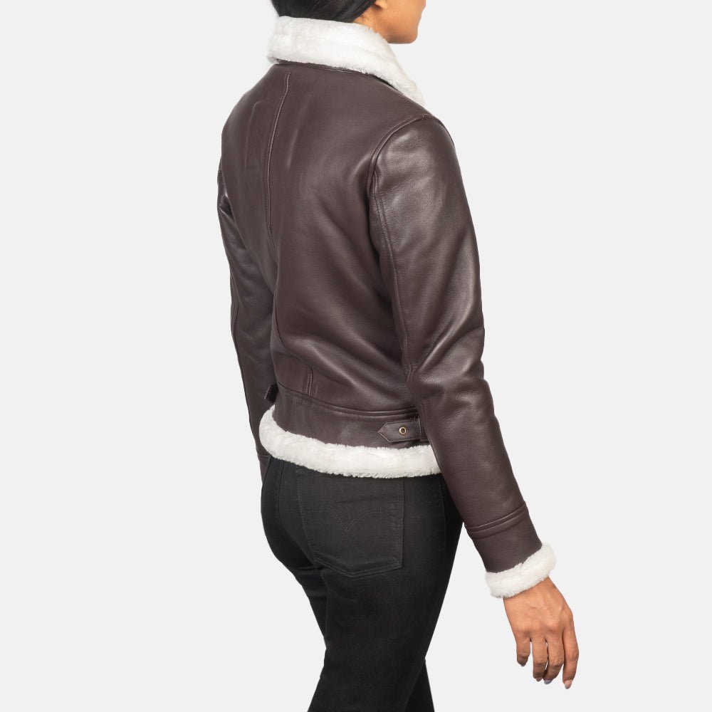 Sherilyn B-3 Maroon Leather Bomber Jacket - Image 5