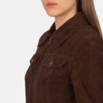 Suzy Mocha Suede Trucker Jacket - Image 6