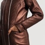 Trudy Lane Quilted Maroon Leather Coat - Image 6