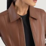 Vixen Brown Classic Collar Leather Jacket - Image 6