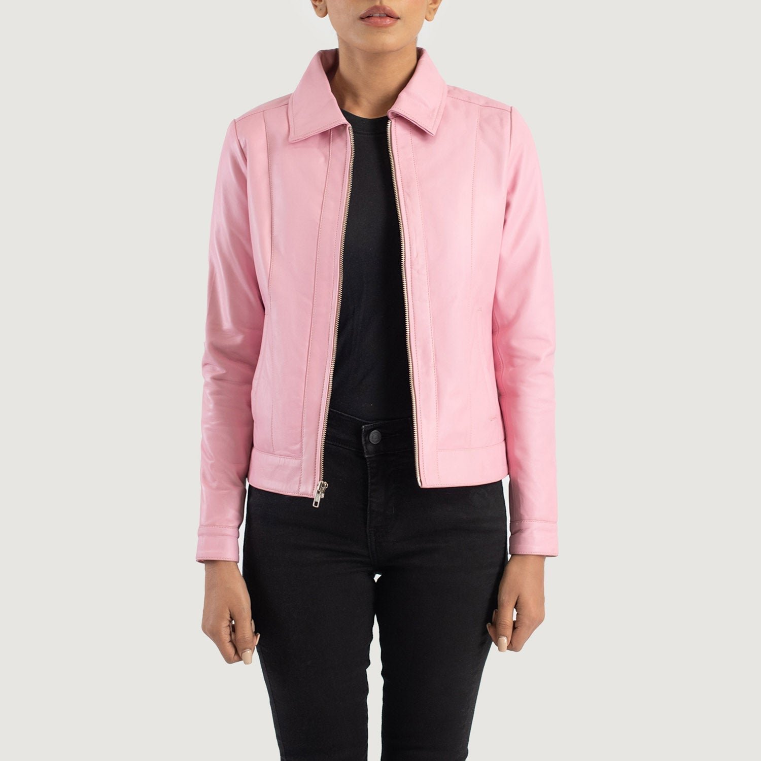 Women_s_Vixen_Pink_Classic_Collar_Leather_Jacket_Open_Front-4_4153dd5a-d6a7-4191-be97-db2e86670c7f Vixen Pink Classic Collar Leather Jacket - Image 1