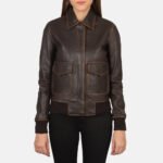 Westa A-2 Brown Leather Bomber Jacket - Image 4