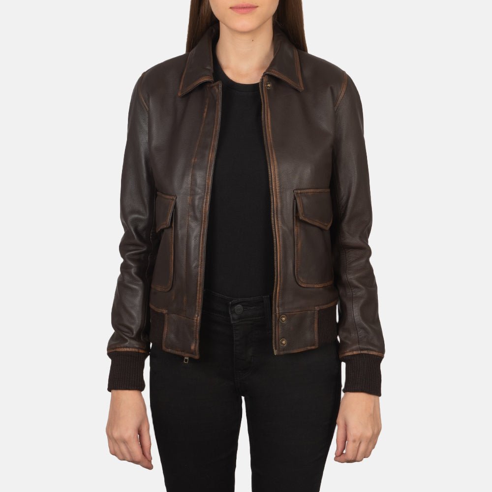 Westa A-2 Brown Leather Bomber Jacket - Image 1