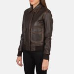 Westa A-2 Brown Leather Bomber Jacket - Image 2