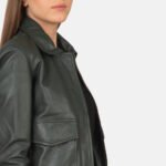Westa A-2 Green Leather Bomber Jacket - Image 6
