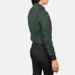 Zenna Green Suede Bomber Jacket - Image 5