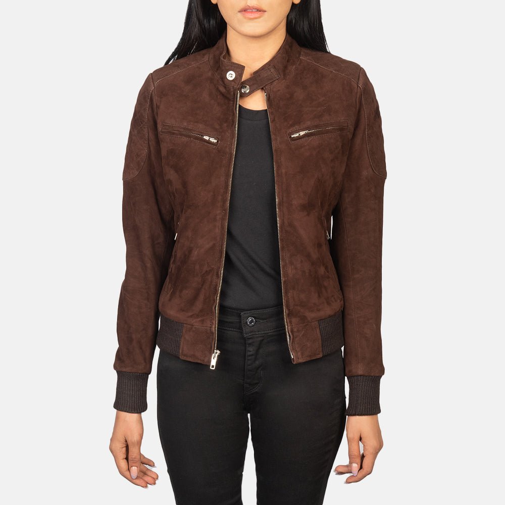 Women_s_Zenna_Mocha_Suede_Bomber_Jacket_Open_Front-5_aff3d238-2ec9-4358-ac51-8ed8e7df64f0 Zenna Mocha Suede Bomber Jacket - Image 1