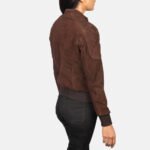 Zenna Mocha Suede Bomber Jacket - Image 5