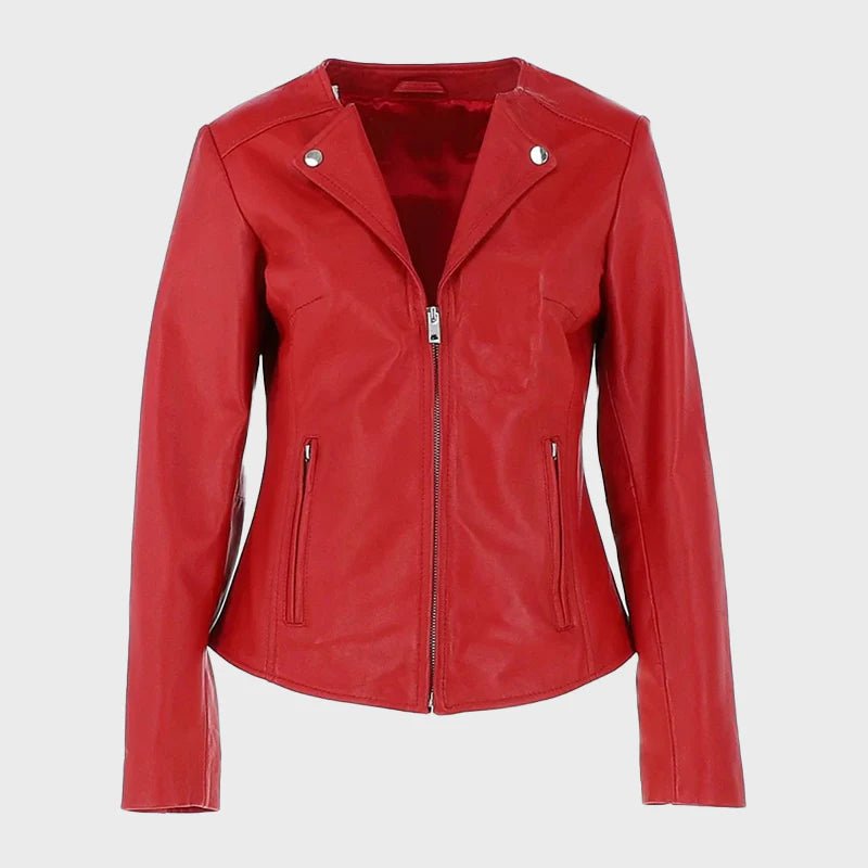 Women's Red Leather Jacket