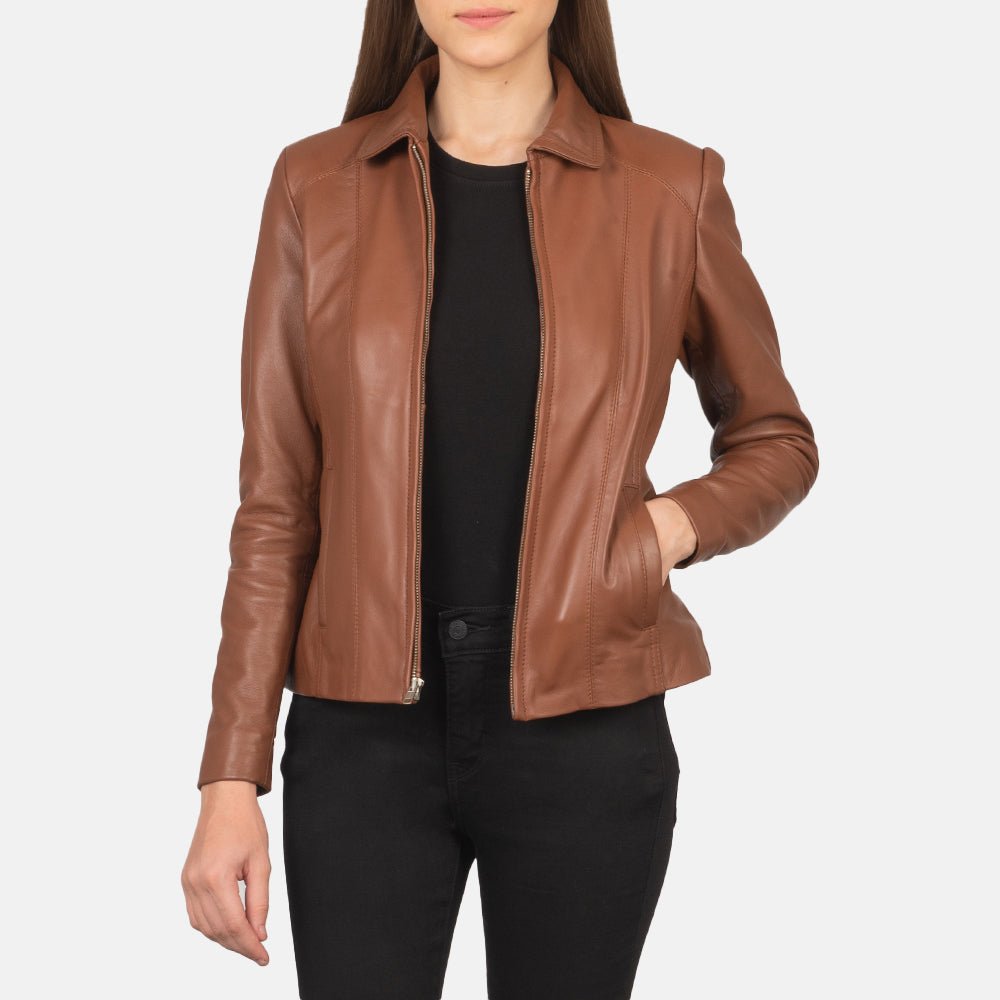Colette Brown Leather Jacket - Image 1