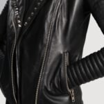 Sally Mae Studded Black Leather Biker Jacket - Image 6