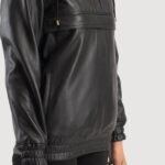 Zest Black Hooded Leather Pullover Jacket - Image 4