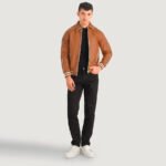 Cooper Tan Brown Leather Varsity Jacket - Image 6