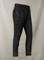 BLACK STRETCH LEATHER JEANS - Image 2