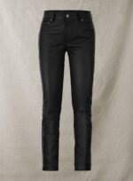 BLACK STRETCH LEATHER JEANS