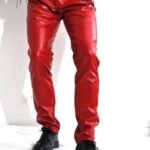 RED LEATHER JEANS