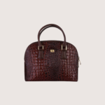 Chocolate Noir Croc Leather Handbag