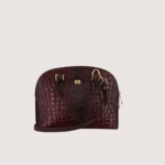 Chocolate Noir Croc Leather Handbag - Image 2