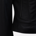 Women Round Necked Black Leather Jacket - Image 7