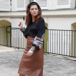Long Waisted Blanca Blanco Leather Skirt - Image 2