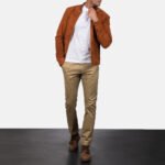 Blain Brown Suede Bomber Jacket - Image 6