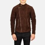 Faisor Mocha Suede Biker Jacket - Image 4