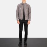 Damian Grey Suede Biker Jacket - Image 3