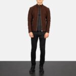 Fernando Quilted Brown Suede Biker Jacket - Image 3