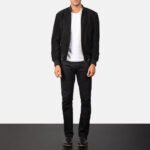 Shane Black Suede Bomber Jacket - Image 5