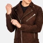 Armand Mocha Suede Biker Jacket - Image 10