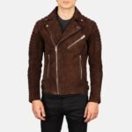 Armand Mocha Suede Biker Jacket - Image 6